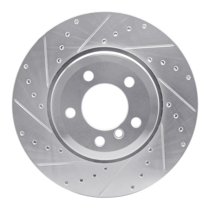BMW 760I Brake Rotor (1) - Rear Left - R1 Concepts - Drilled & Slotted - Silver - `05-`08